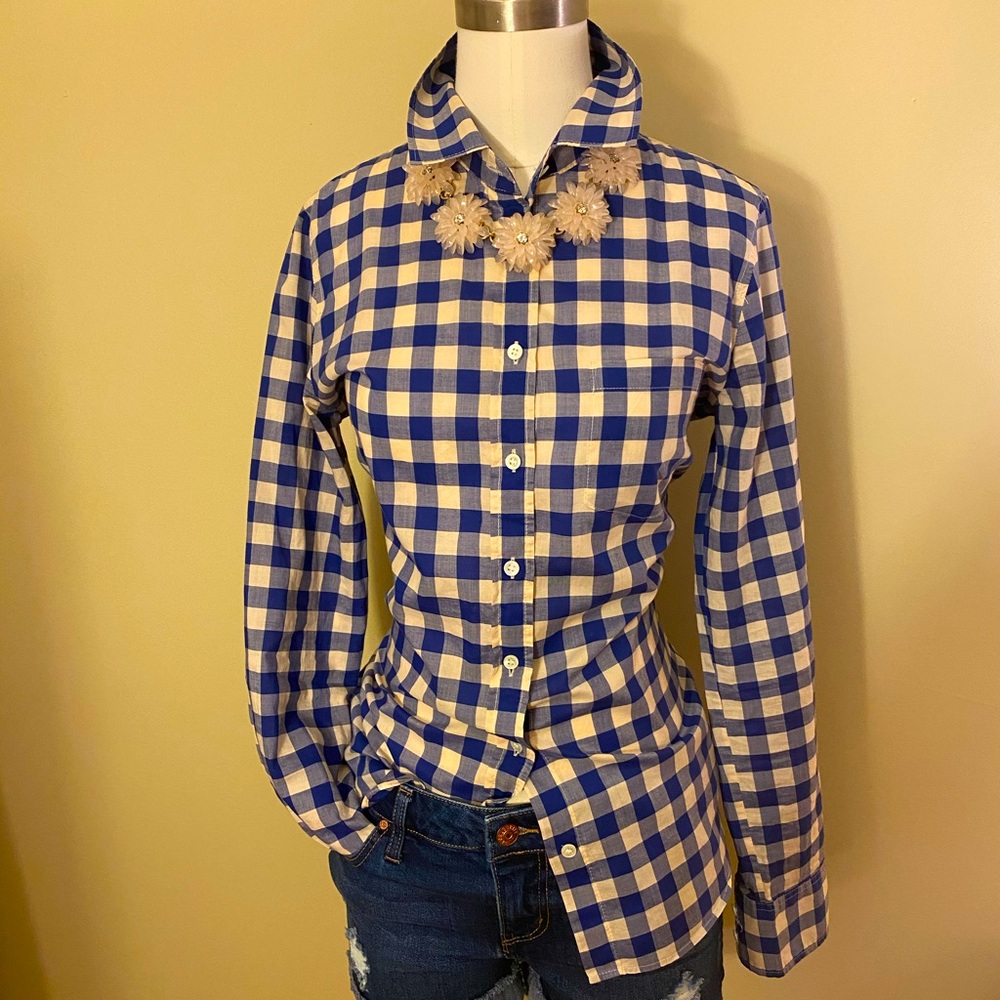 J.Crew Gingham Button-Down Perfect Shirt